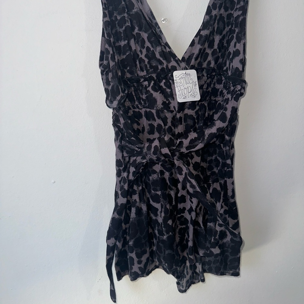 Free People Black & Grey Leopard Print Romper